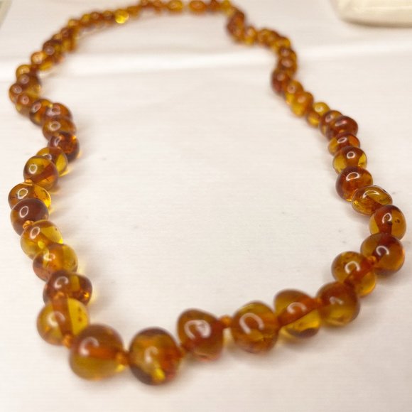 Authentic Baltic Amber Cognac Beaded Necklace 18" - Picture 12 of 16